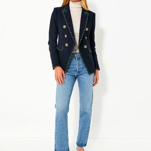 Veronica Beard Navy Stripe Miller Dickey Jacket